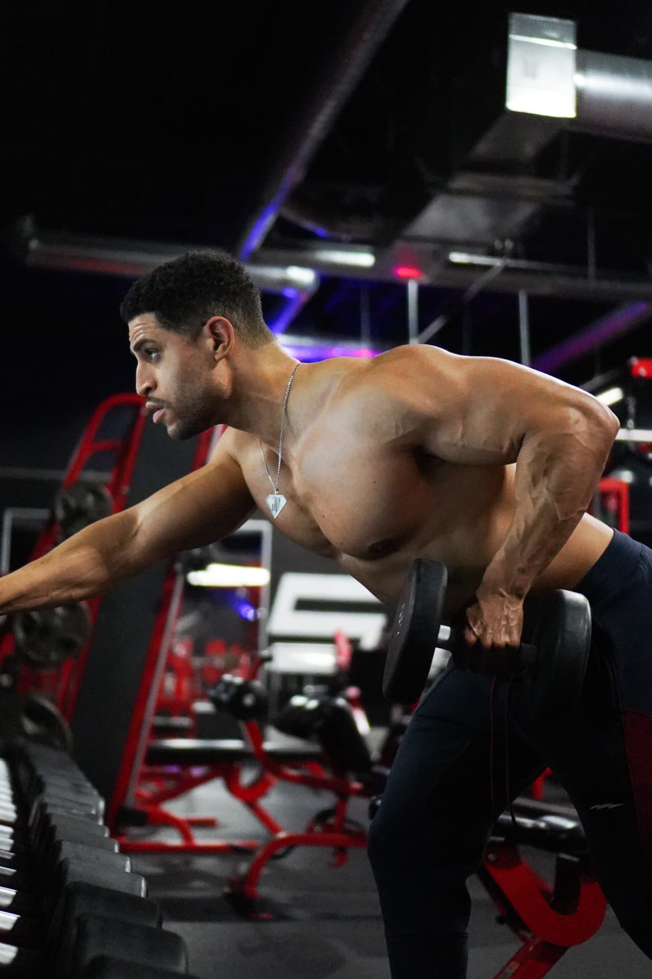 Jemil Davis training with dumbbell